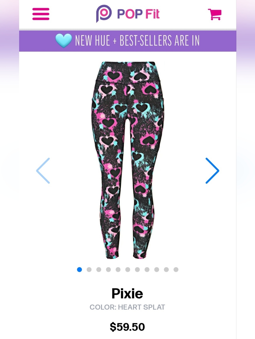 NWT | POP Fit Pixie Leggings Heart Multicolored Paint Splatter - Picture 8 of 15